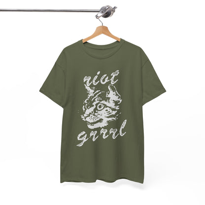 Riot Girrrl cat shirt  Unisex Heavy Cotton Tee