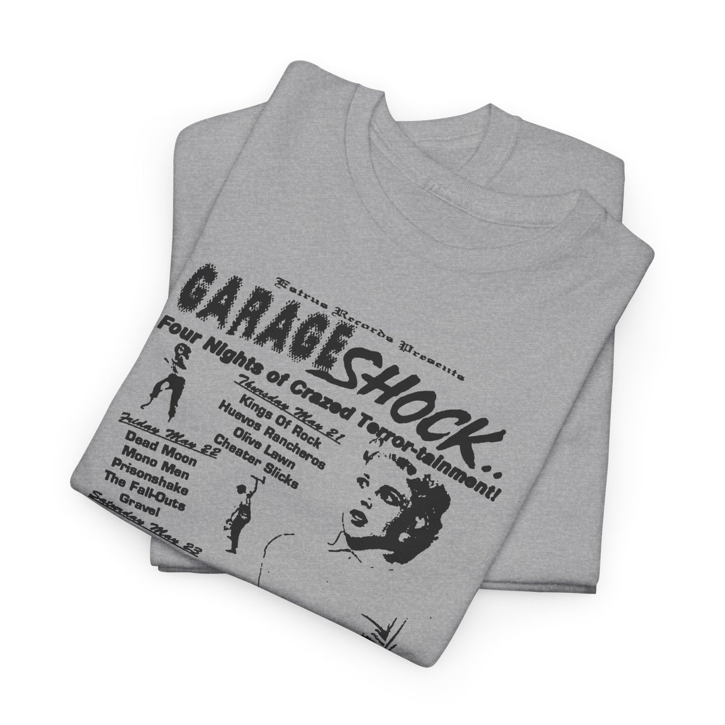 Garage Shock flyer art  punk garage  band  t shirt   punk Unisex Heavy Cotton Tee