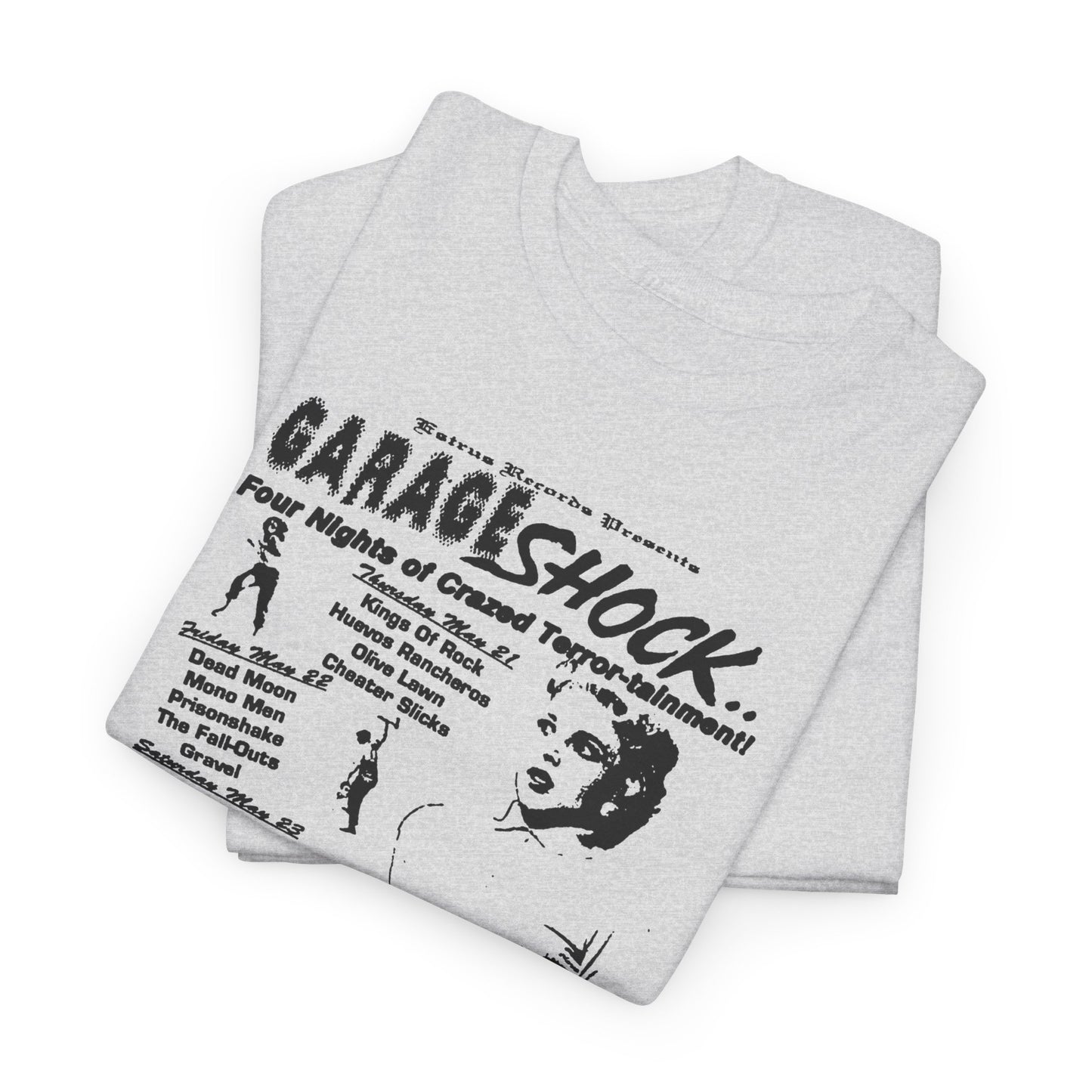 Garage Shock flyer art  punk garage  band  t shirt   punk Unisex Heavy Cotton Tee