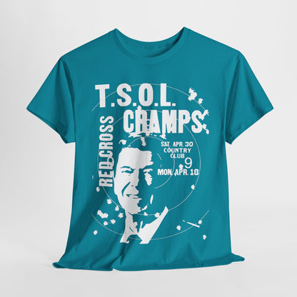 Cramps TSOL show flyer art band t shirt  Unisex Heavy Cotton Tee