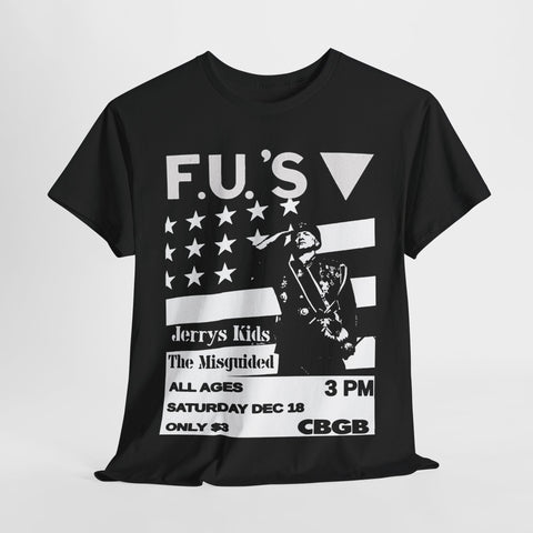 Boston Punk Hardcore gig flyer art FUs jerrys kids  t shirt ohio Unisex Heavy Cotton Tee