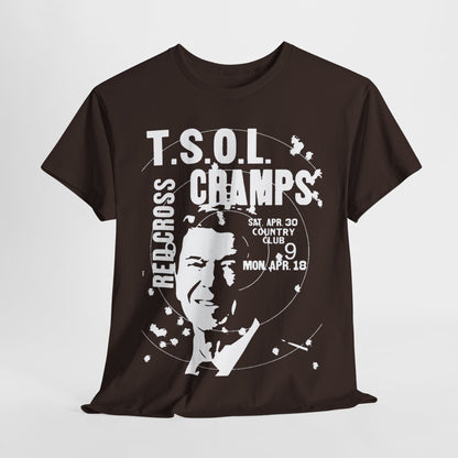 Cramps TSOL show flyer art band t shirt  Unisex Heavy Cotton Tee